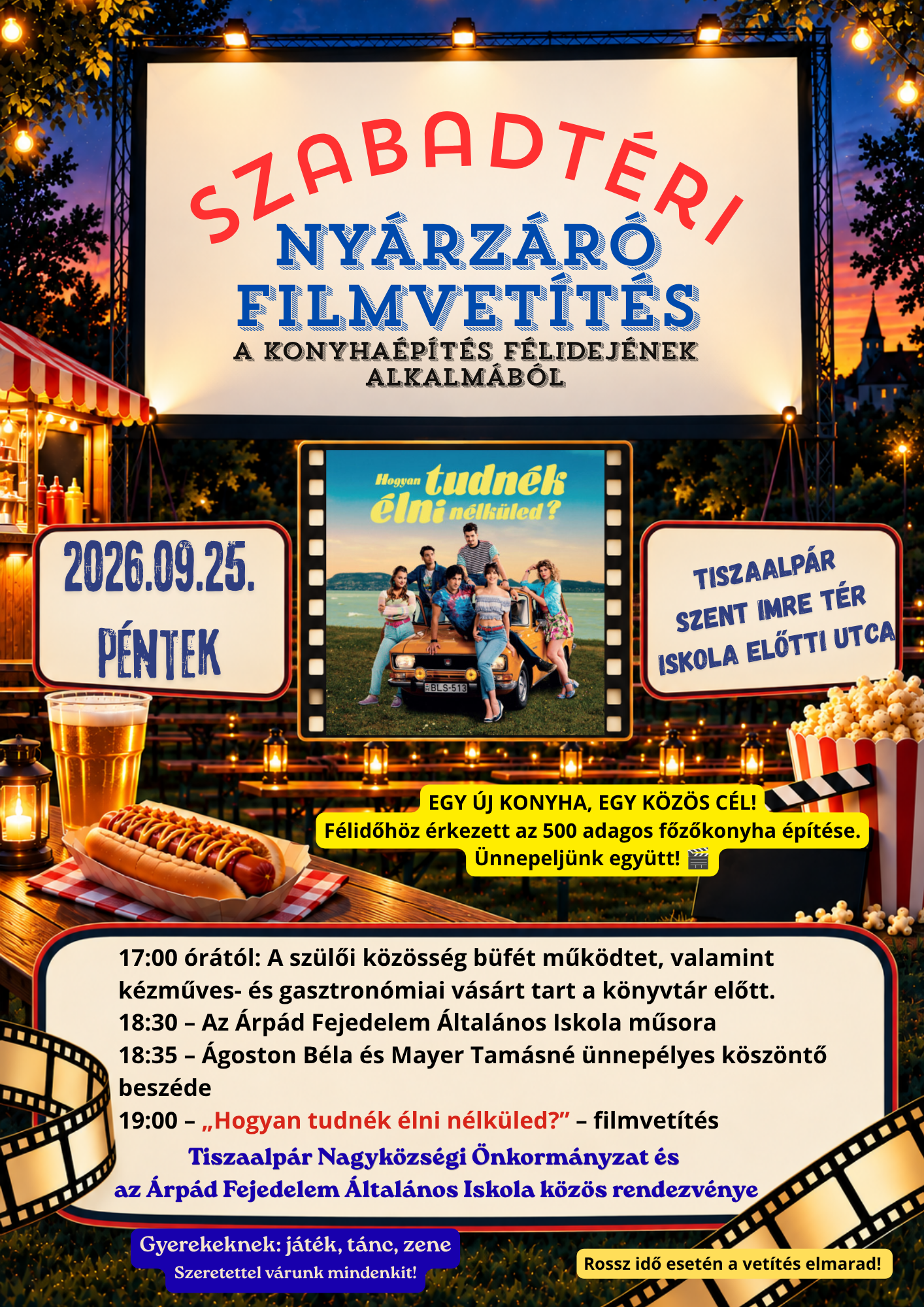 Szabadtéri nyárzáró filmvetítés